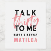 Moderne minimale typografie girale roze 30e wijn etiket (Enkel label)