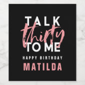 Moderne minimale typografie girale roze 30e wijn etiket (Enkel label)