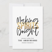 Moderne minimale typografie gouden chique kerst feestdagenkaart (Voorkant)