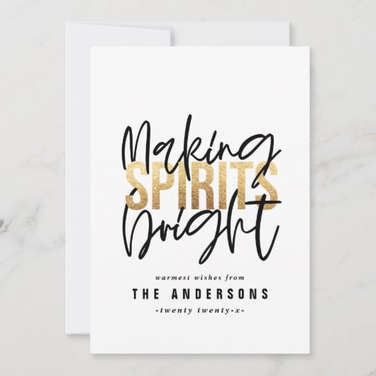 Moderne minimale typografie gouden chique kerst feestdagenkaart (Voorkant)