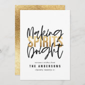 Moderne minimale typografie gouden chique kerst feestdagenkaart (Voorkant / Achterkant)