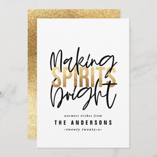 Moderne minimale typografie gouden chique kerst feestdagenkaart (Voorkant / Achterkant)