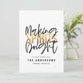 Moderne minimale typografie gouden chique kerst feestdagenkaart (Staand voorkant)