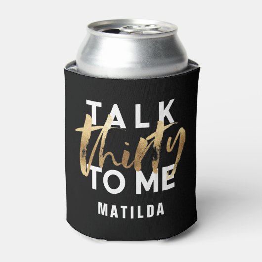 Moderne, minimale typografie gouden script 30th blikjeskoeler (Blikje Voorkant)