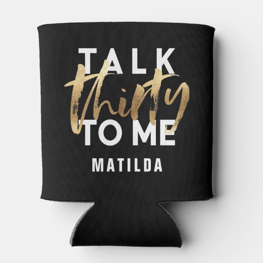 Moderne, minimale typografie gouden script 30th blikjeskoeler (Achterkant)