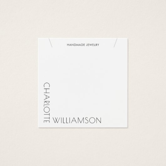 Moderne, minimale Typografie-juwelenvertoning Kaar Vierkante Visitekaartjes (Voorkant)