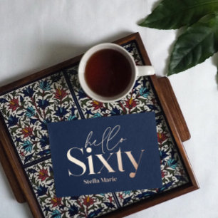 Moderne minimale typografie marineblauw 60ste verj folie uitnodiging