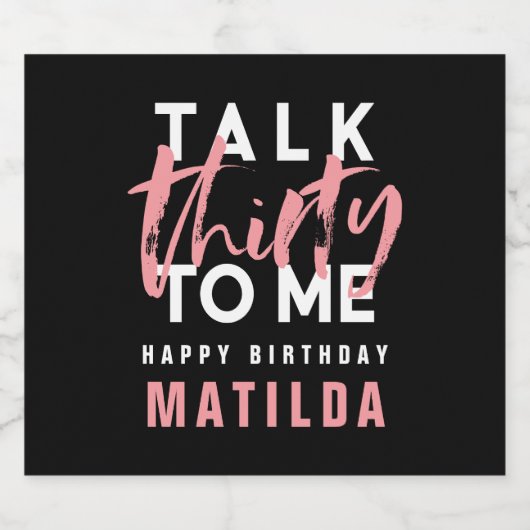 Moderne minimale typografie meisjesroze 30e verjaa bier etiket (Enkel label)