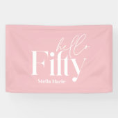 Moderne minimale typografie meisjesroze 50e verjaa spandoek (Horizontaal)