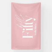 Moderne minimale typografie meisjesroze 50e verjaa spandoek (Verticaal)