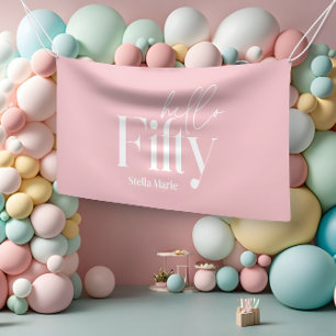 Moderne minimale typografie meisjesroze 50e verjaa spandoek