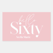 Moderne minimale typografie meisjesroze 60e verjaa rechthoekige sticker (Voorkant)