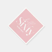 Moderne minimale typografie meisjesroze 60e verjaa servet (Hoek)