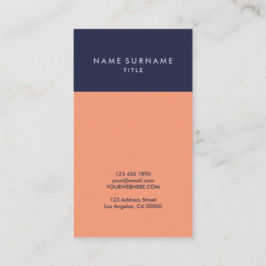 Moderne minimale Typografie Midnight Blue Vertical Visitekaartje (Achterkant)