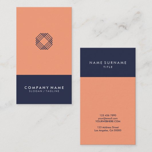 Moderne minimale Typografie Midnight Blue Vertical Visitekaartje (Voorkant / Achterkant)