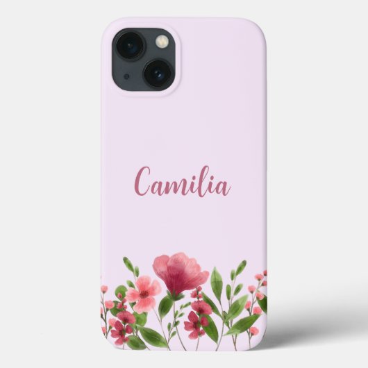 Moderne minimale typografie monogram roze bloemen Case-Mate iPhone case (Achterkant)