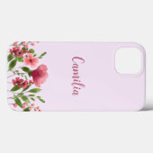 Moderne minimale typografie monogram roze bloemen Case-Mate iPhone case (Achterkant (horizontaal))