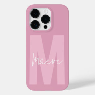 Moderne minimale typografie monogram roze girly Case-Mate iPhone 14 pro hoesje