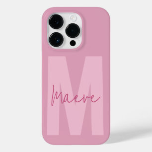Moderne minimale typografie monogram roze girly Case-Mate iPhone 14 pro hoesje