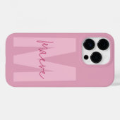 Moderne minimale typografie monogram roze girly Case-Mate iPhone case (Achterkant (horizontaal))