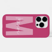 Moderne minimale typografie monogram roze girly Case-Mate iPhone case (Achterkant (horizontaal))