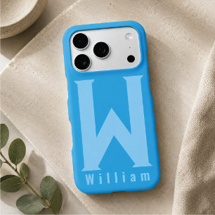 Moderne minimale typografie monogram sage bleu Hoe Case-Mate iPhone 14 Hoesje