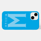Moderne minimale typografie monogram sage bleu Hoe Case-Mate iPhone Case (Achterkant (horizontaal))