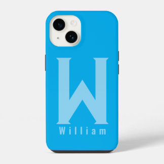 Moderne minimale typografie monogram sage bleu Hoe iPhone 14 Hoesje
