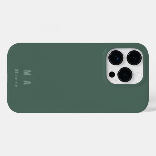 Moderne minimale typografie monogram salie groen Case-Mate iPhone case (Achterkant (horizontaal))