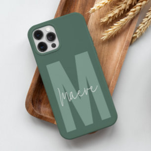 Moderne minimale typografie monogram salie groen Case-Mate iPhone 14 pro hoesje
