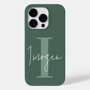 Moderne minimale typografie monogram salie groen Case-Mate iPhone 14 pro hoesje