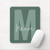 Moderne minimale typografie monogram salie groen muismat (Met muis)
