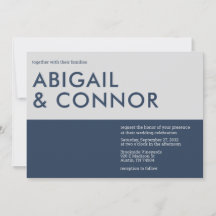 Moderne minimale Typografie Navy Blue Gray Wedding