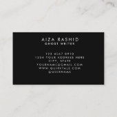 Moderne Minimale Typografie Rechthoek Zwart Papier Visitekaartje (Achterkant)