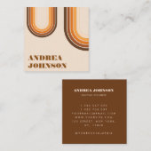 Moderne, minimale Typografie Retro Boho Rainbow Vierkante Visitekaartje (Voorkant / Achterkant)