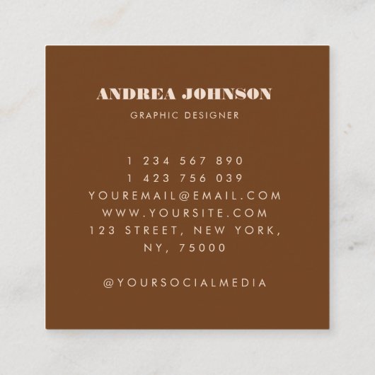 Moderne, minimale Typografie Retro Boho Rainbow Vierkante Visitekaartje (Achterkant)