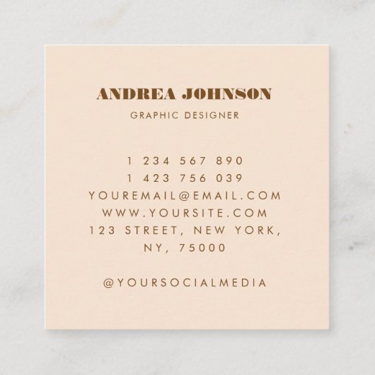 Moderne, minimale Typografie Retro Boho Rainbow Vierkante Visitekaartje (Achterkant)