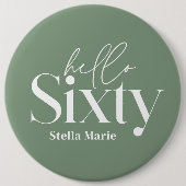 Moderne minimale typografie salie groen 60e verjaa ronde button 6,0 cm (Voorkant)