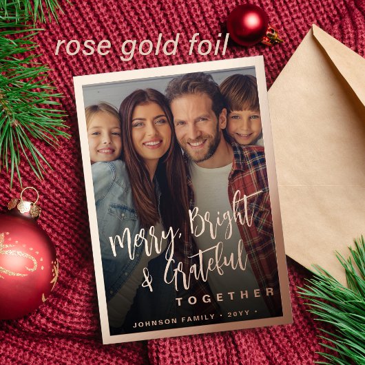 Moderne minimale typografie script kerst foto folie feestdagenkaart