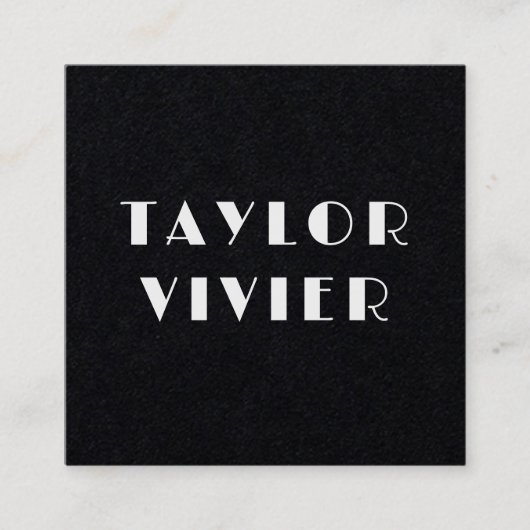 Moderne minimale Typografie Solid Black Paper Vierkante Visitekaartje (Voorkant)