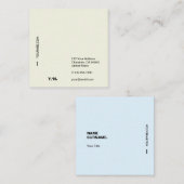 Moderne minimale Typografie Square Visitekaartje (Voorkant / Achterkant)