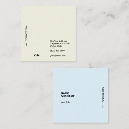 Moderne minimale Typografie Square Visitekaartje (Voorkant / Achterkant)