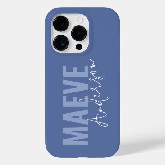 Moderne minimale typografie stoffig blauw elegant Case-Mate iPhone case (Achterkant)