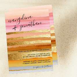 Moderne Minimale Typografie Sunset Gold Wedding Kaart