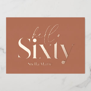 Moderne minimale typografie terracotta 60e verjaar folie uitnodiging