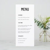 Moderne minimale Typografie Wedding Menu (Staand voorkant)