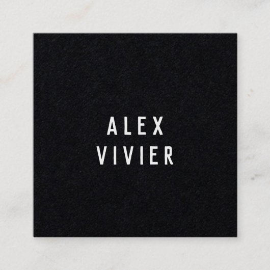 Moderne Minimale Typografie Zwart Papier Vierkante Visitekaartje (Voorkant)