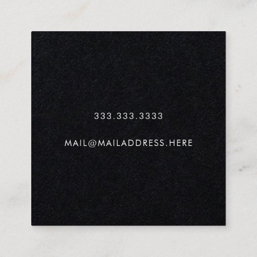 Moderne Minimale Typografie Zwart Papier Vierkante Visitekaartje (Achterkant)