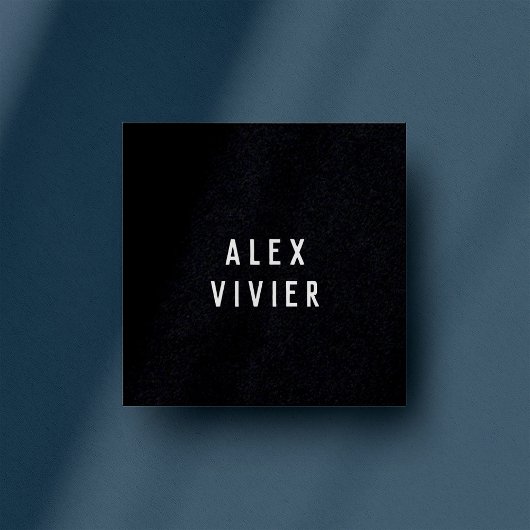 Moderne Minimale Typografie Zwart Papier Vierkante Visitekaartje