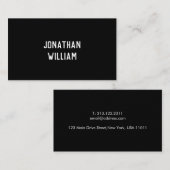 Moderne Minimale Typografie Zwart Papier Visitekaartje (Voorkant / Achterkant)